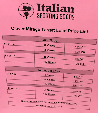 Discount pricing for target loads for members of Central Okanagan Shotgun Sports Club