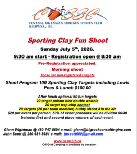 Okanagan Sporting Clays Fun Shoot @ Central Okanagan Shotgun Sports Club